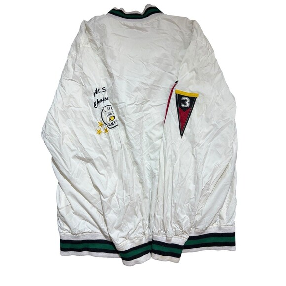 Raw blue Y2k satin bomber jacket embroidered Sz XL - Picture 5 of 16